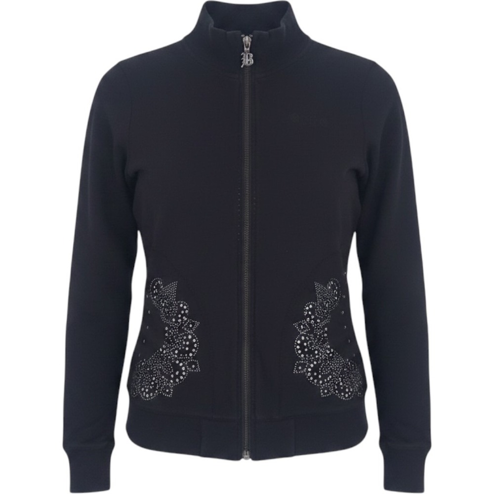 BCBGMaxAzria Rhinestone Zip‎ Up Jacket Womens Medium Black Y2K Mandala Gothic